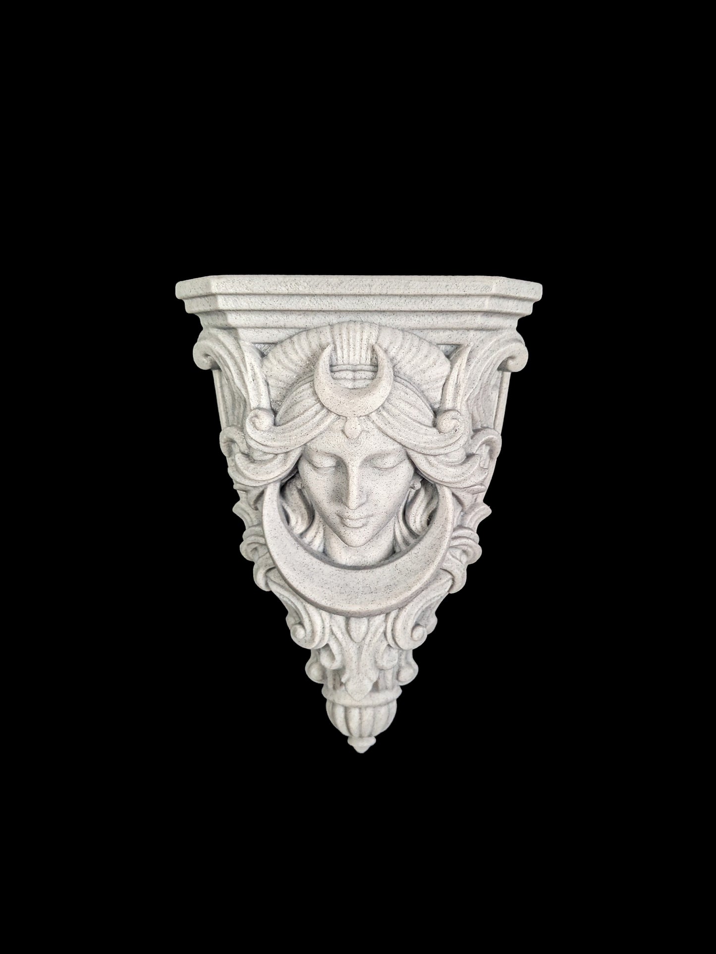 Moon Goddess Corbel Wall Decor - Marble Finish Celestial Gothic Shelf Bracket