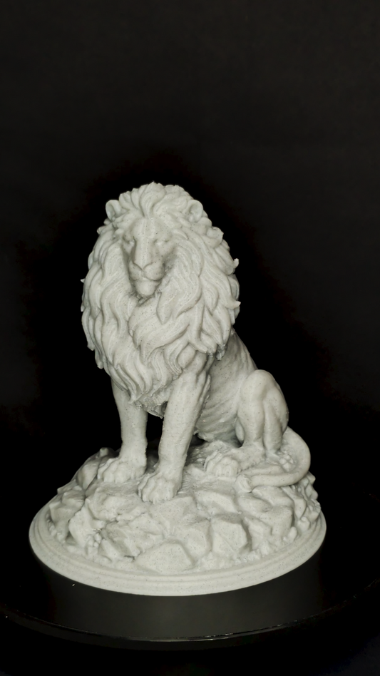 Marble Lion Statue - Regal Guardian Sculpture