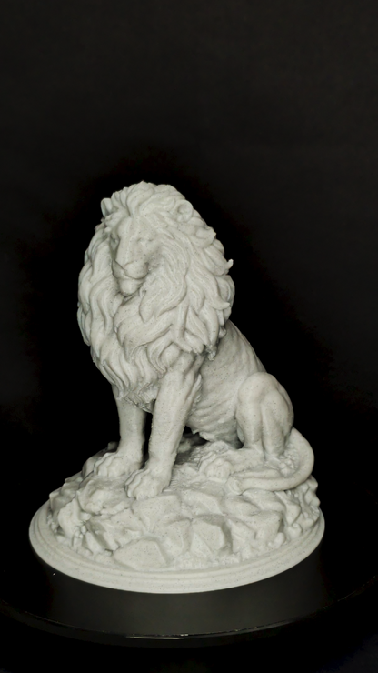 Marble Lion Statue - Regal Guardian Sculpture