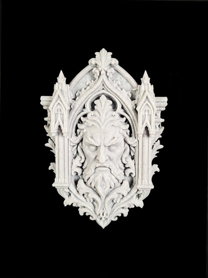 Green Man Wall Relief - Gothic Forest Spirit Sculpture
