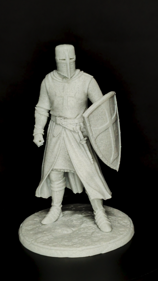 Medieval Crusader Knight Statue - Marble Style Templar Sculpture