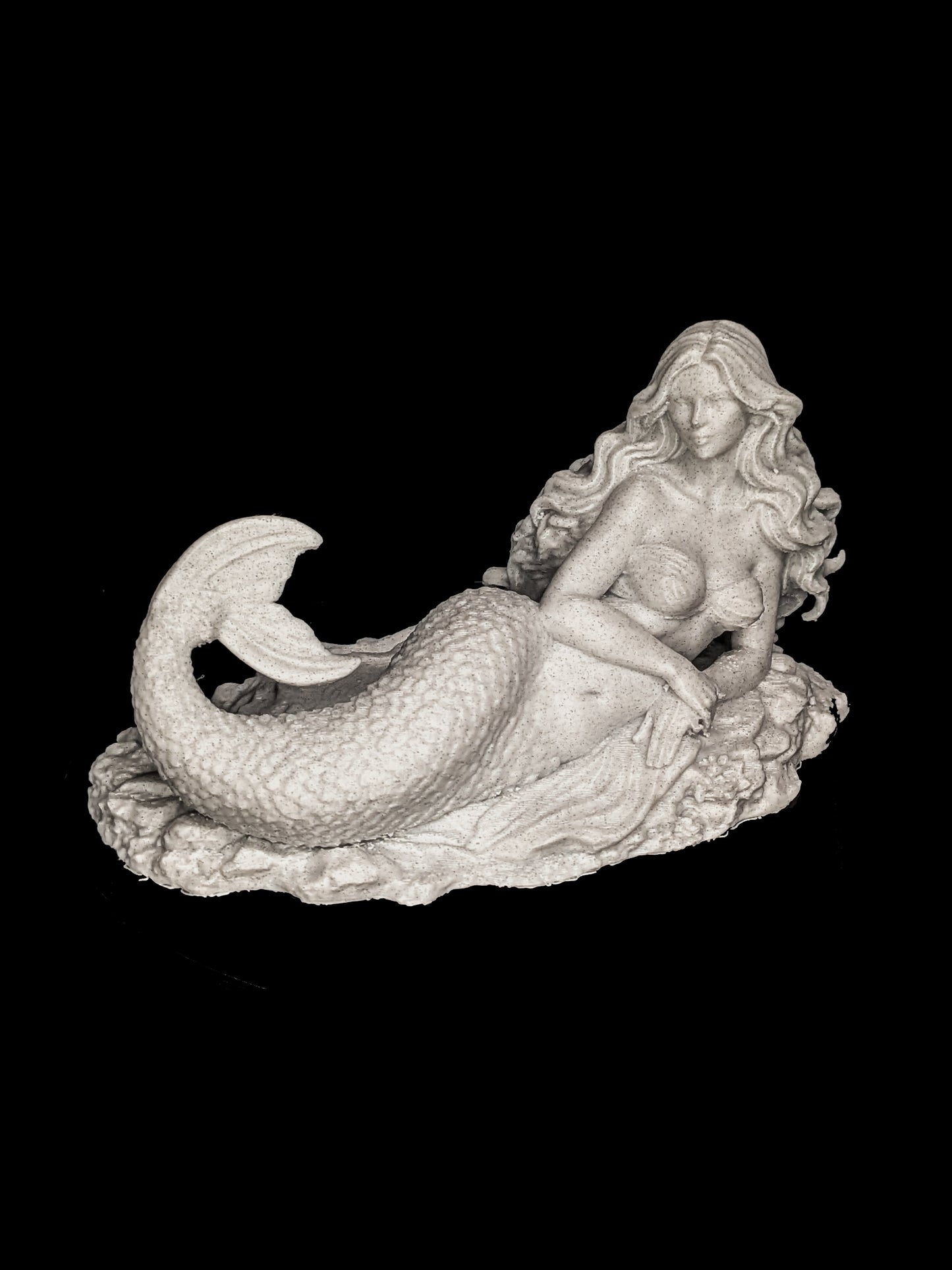 Mermaid Laying Statue - Marble Style Mythical Siren Sculpture