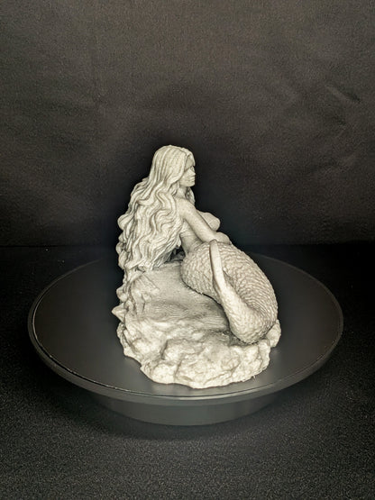 Mermaid Laying Statue - Marble Style Mythical Siren Sculpture