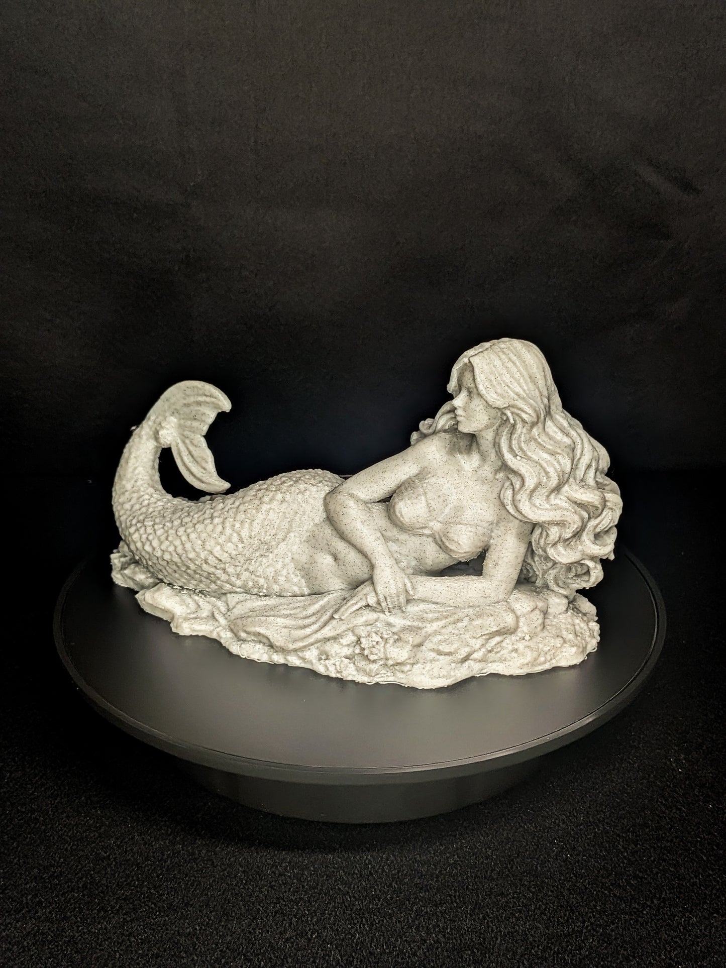 Mermaid Laying Statue - Marble Style Mythical Siren Sculpture