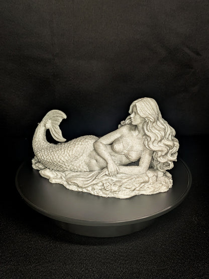 Mermaid Laying Statue - Marble Style Mythical Siren Sculpture