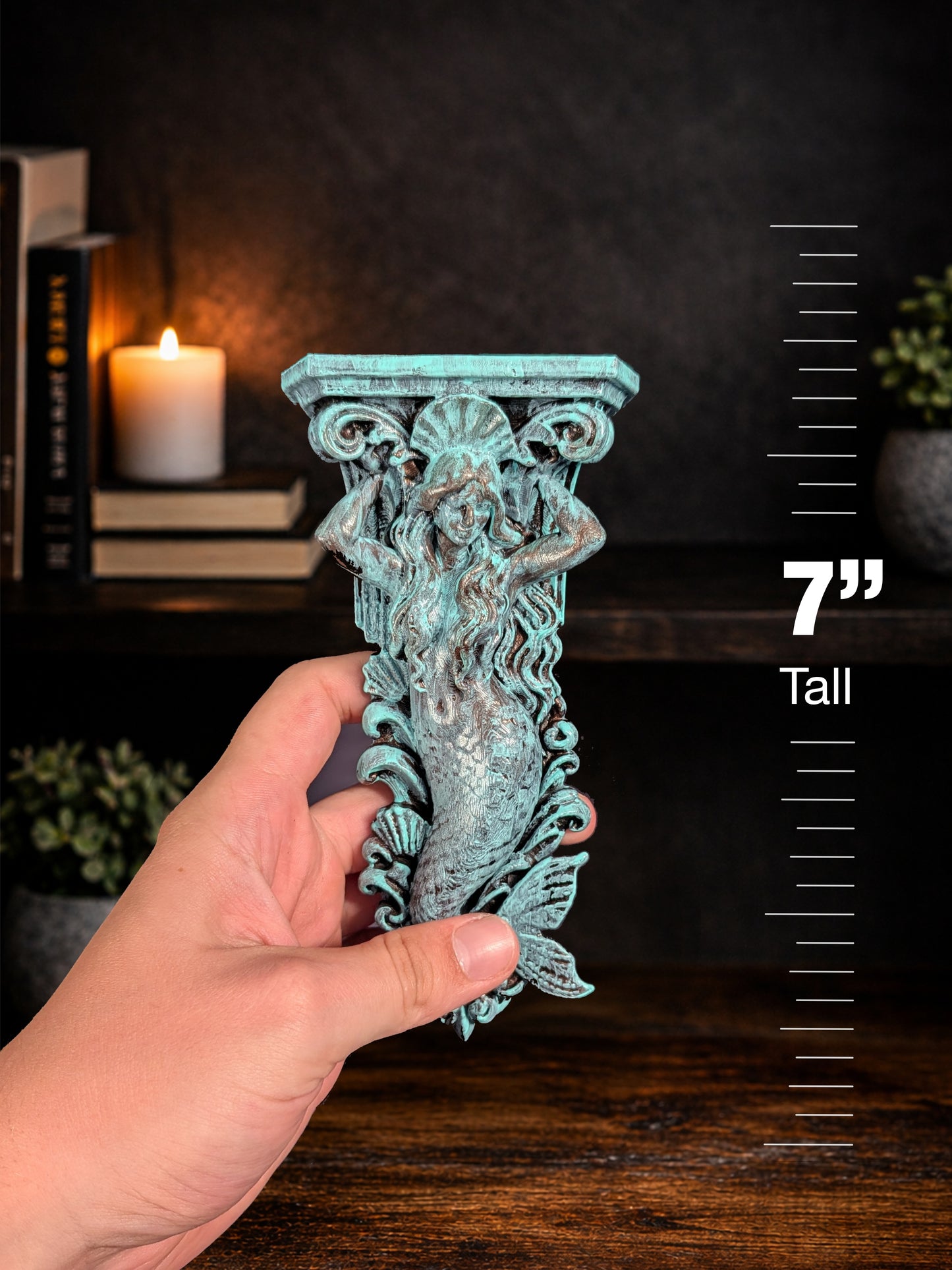 Mermaid Corbel Wall Decor - Marble Finish Coastal Gothic Shelf Bracket