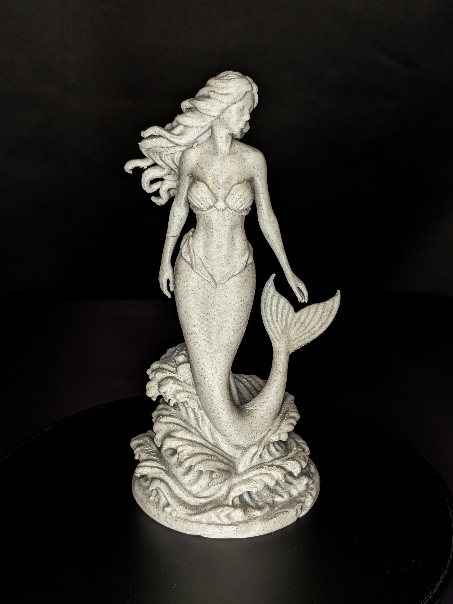 Mermaid Statue on Ocean Waves | Sea Siren Sculpture