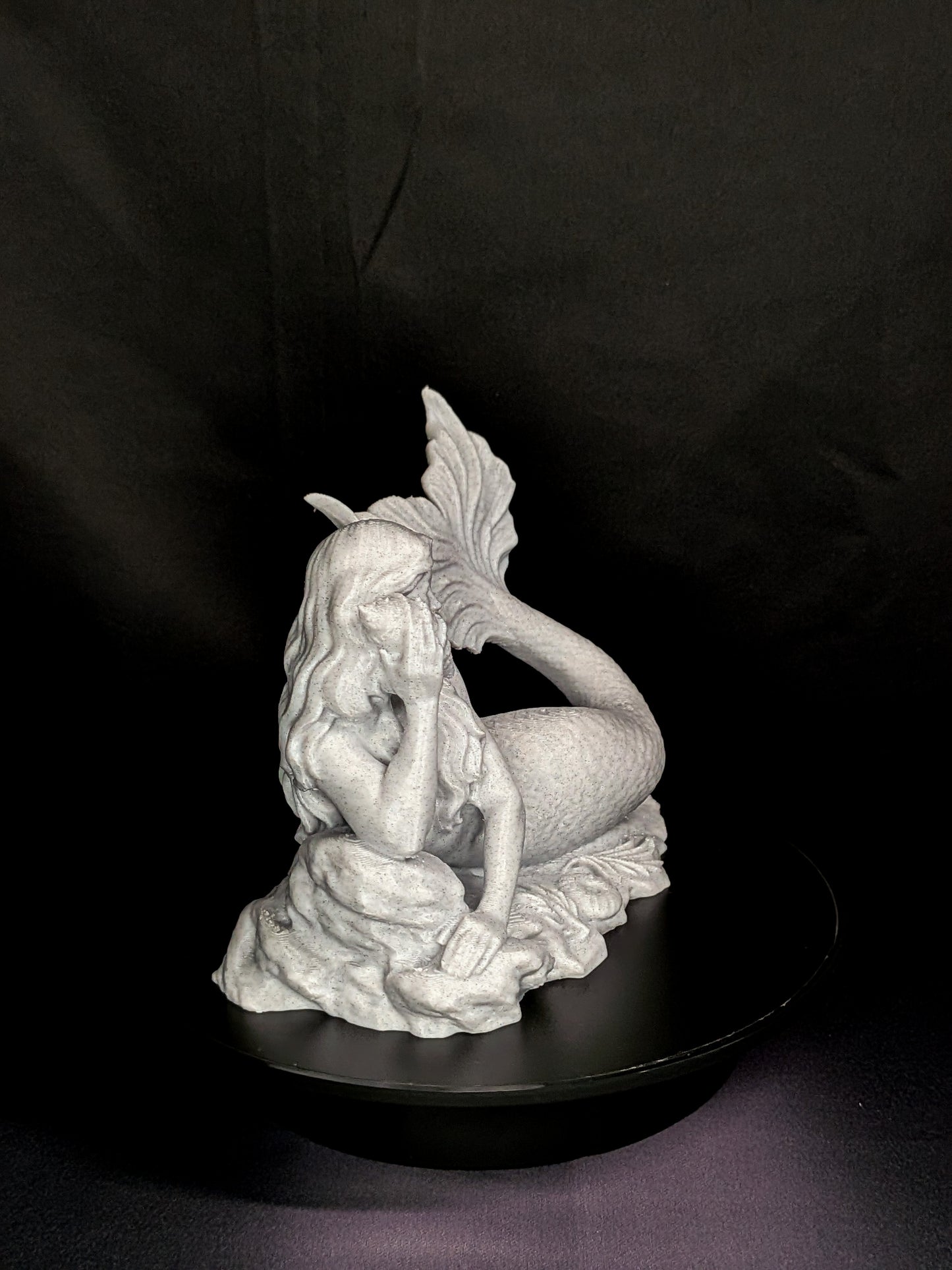 Mermaid Statue with Conch Shell - Marble Finish Mermaid Sculpture
