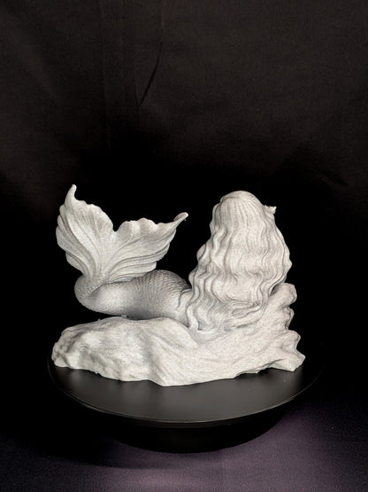 Mermaid Statue with Conch Shell - Marble Finish Mermaid Sculpture