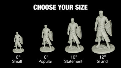 Medieval Crusader Knight Statue - Marble Style Templar Sculpture