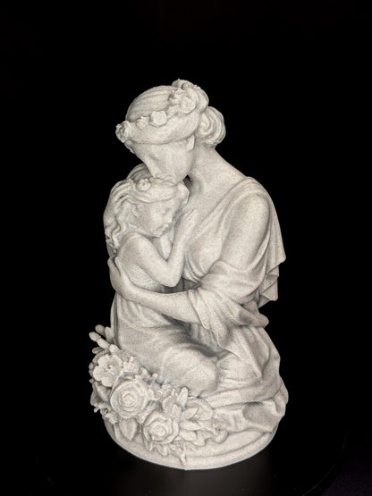 Mother and Daughter Statue - Marble Finish Family Sculpture