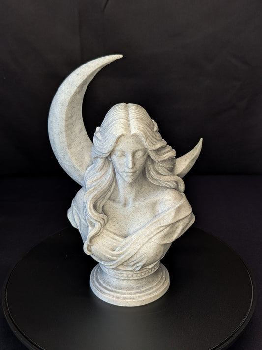 Moon Goddess Bust - Marble Finish Lunar Sculpture