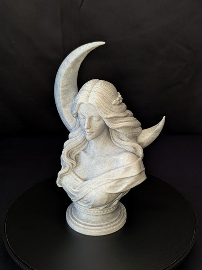 Moon Goddess Bust - Marble Finish Lunar Sculpture