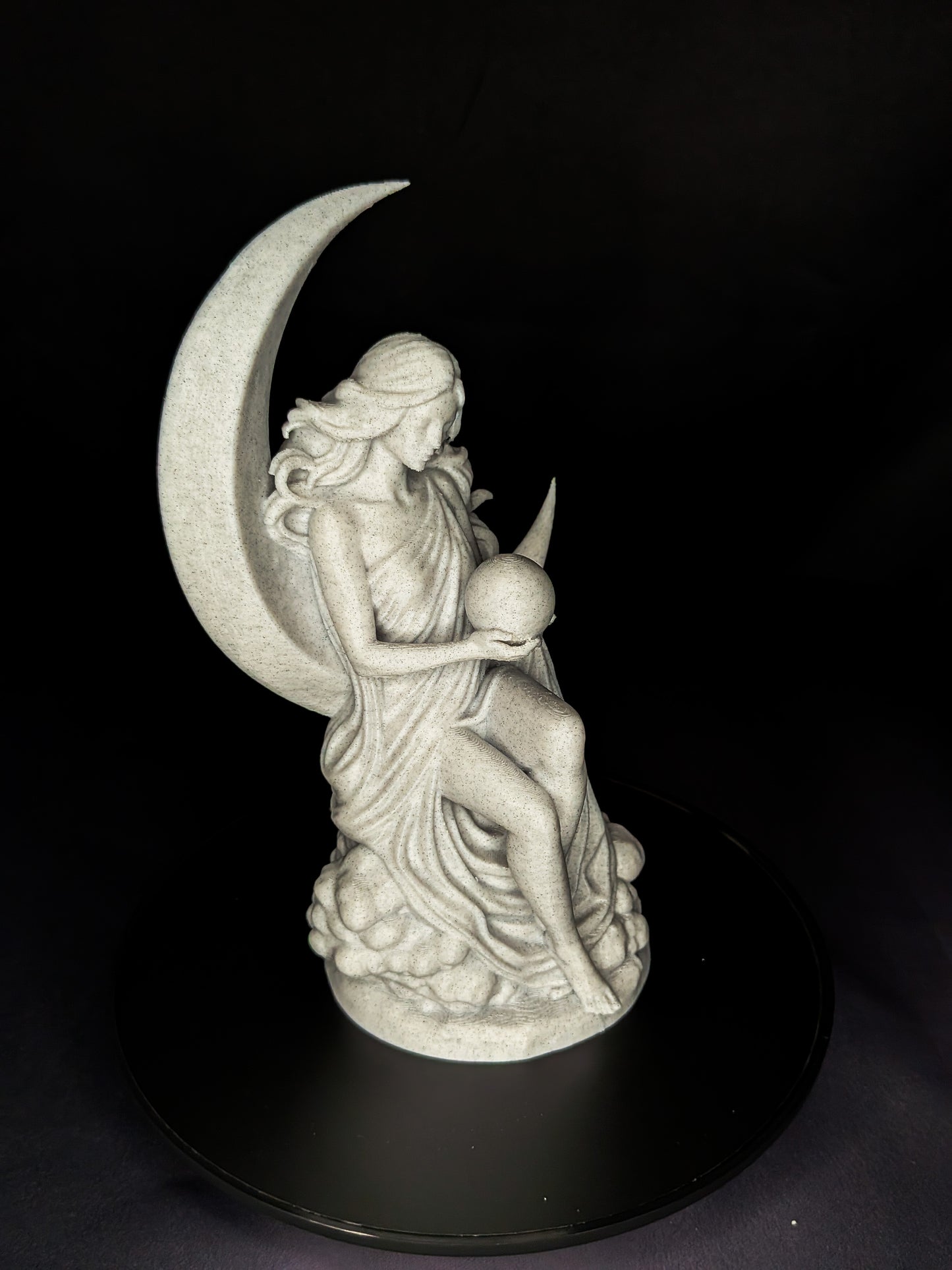Moon Goddess Statue - Marble Finish Celestial Sculpture