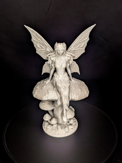 Mushroom Fairy Statue - Marble Finish Fantasy Sculpture