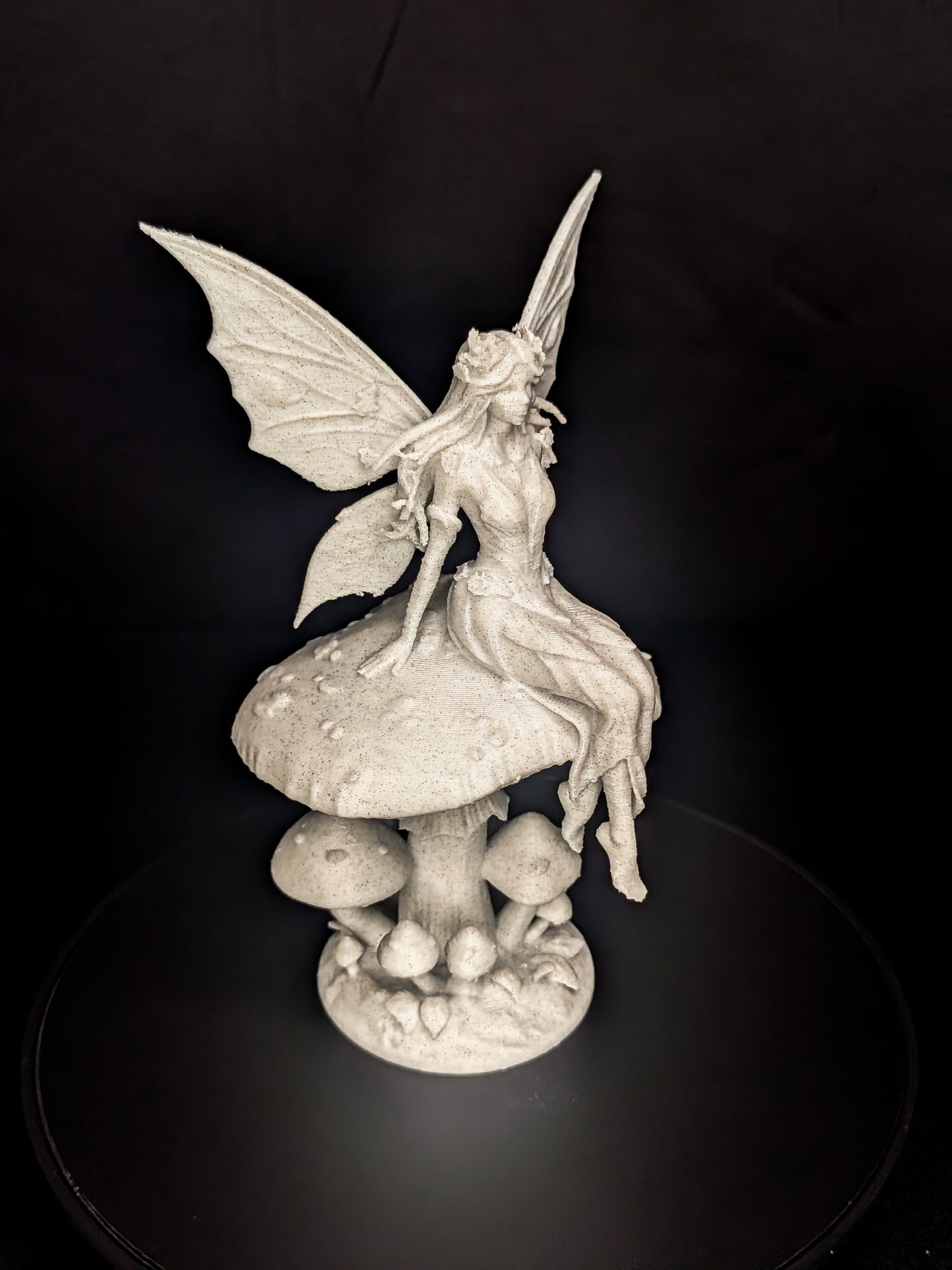 Mushroom Fairy Statue - Marble Finish Fantasy Sculpture
