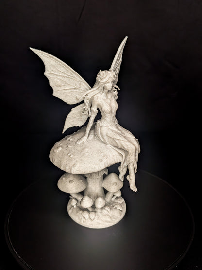 Mushroom Fairy Statue - Marble Finish Fantasy Sculpture