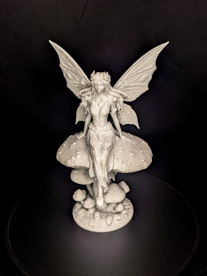 Mushroom Fairy Statue - Marble Finish Fantasy Sculpture