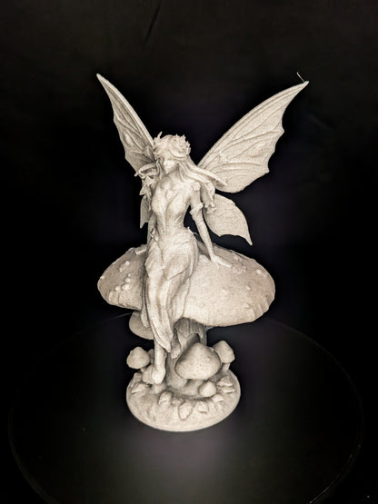 Mushroom Fairy Statue - Marble Finish Fantasy Sculpture