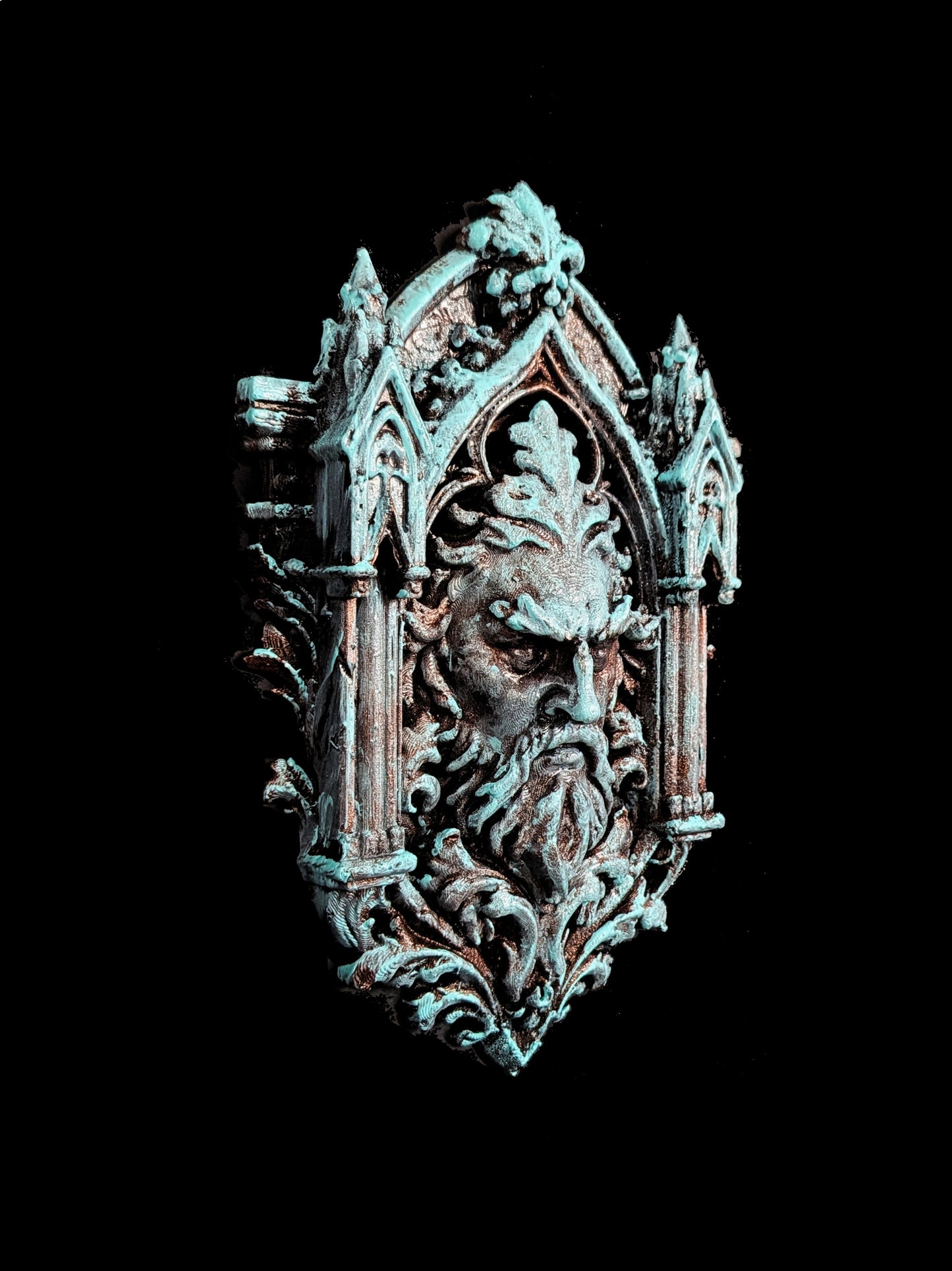 Green Man Wall Relief - Gothic Forest Spirit Sculpture