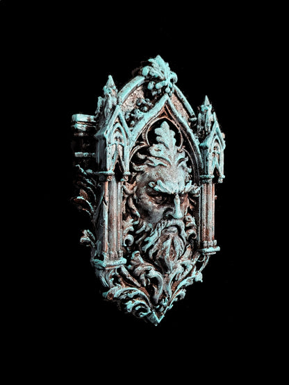 Green Man Wall Relief - Gothic Forest Spirit Sculpture