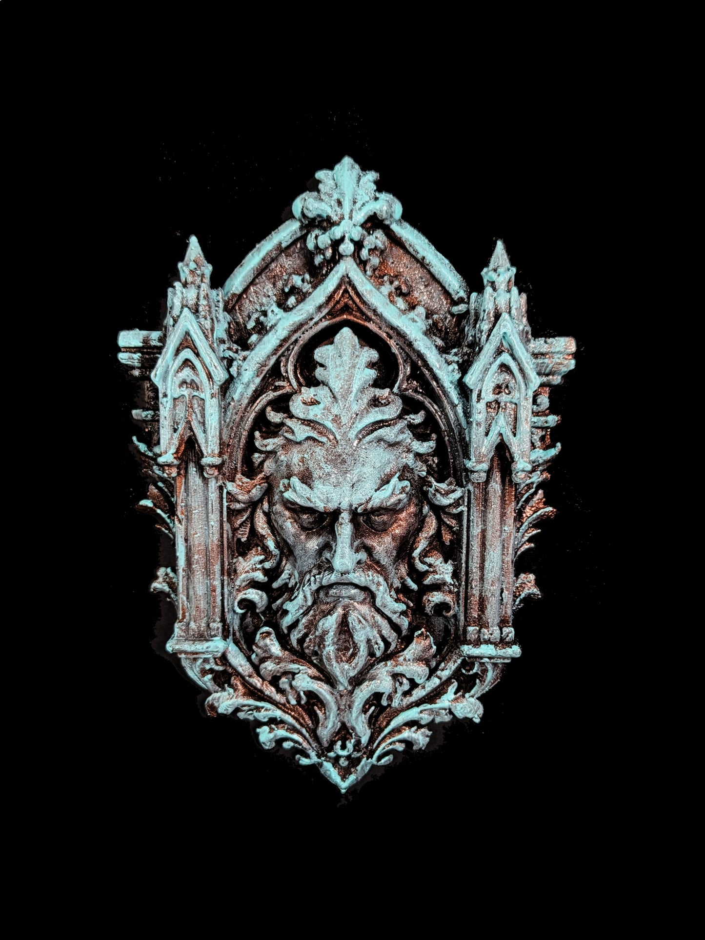 Green Man Wall Relief - Gothic Forest Spirit Sculpture