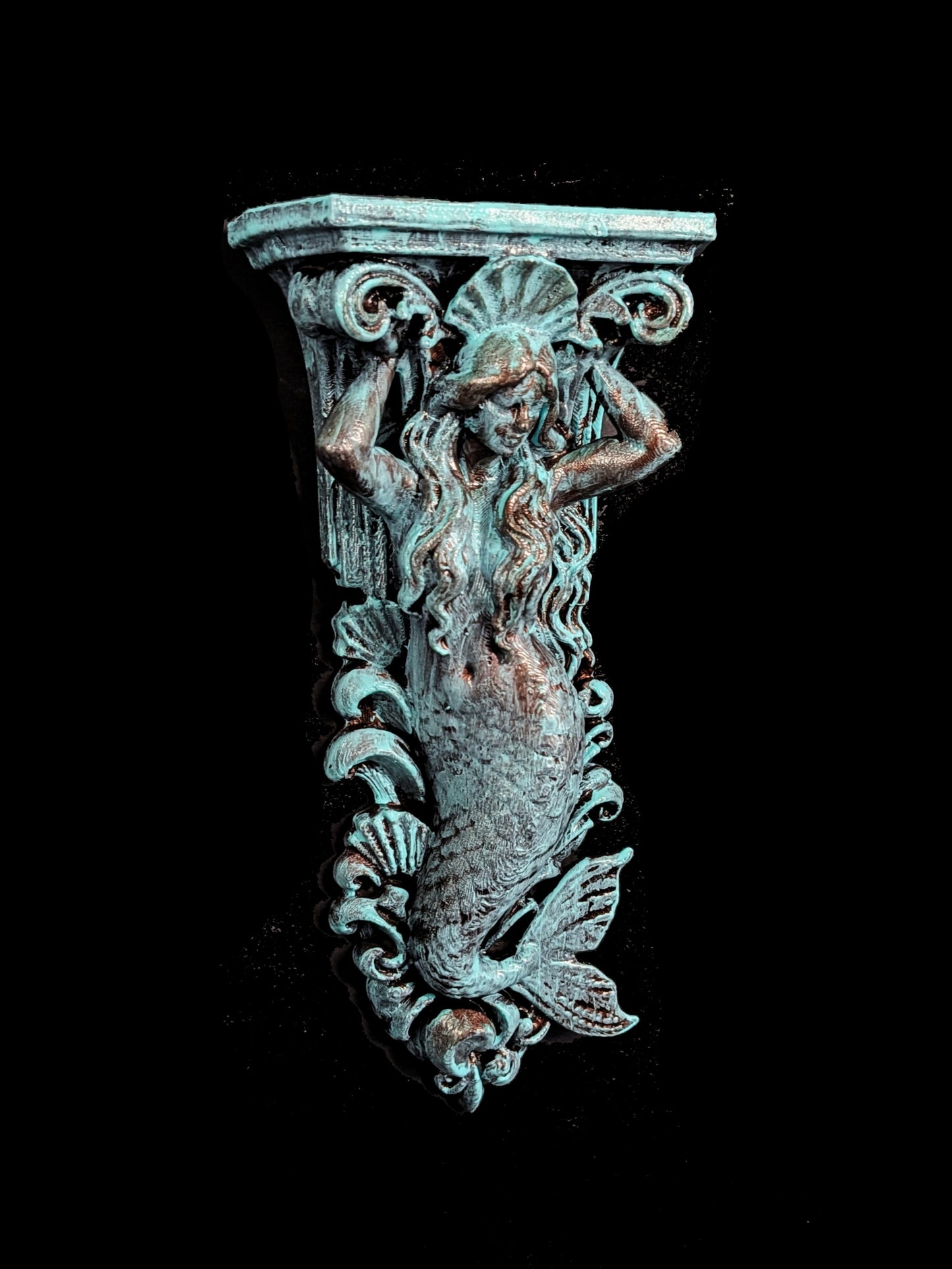 Mermaid Corbel Wall Decor - Marble Finish Coastal Gothic Shelf Bracket