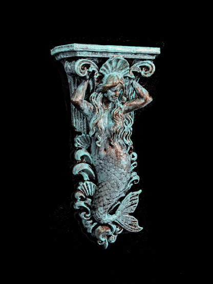 Mermaid Corbel Wall Decor - Marble Finish Coastal Gothic Shelf Bracket