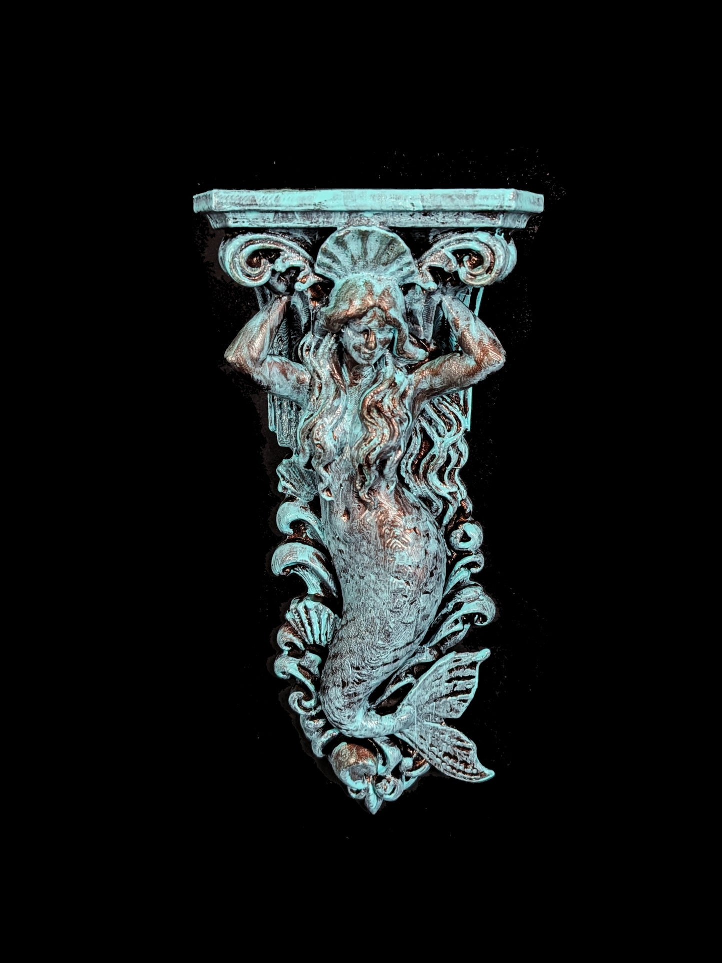 Mermaid Corbel Wall Decor - Marble Finish Coastal Gothic Shelf Bracket