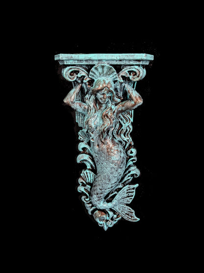 Mermaid Corbel Wall Decor - Marble Finish Coastal Gothic Shelf Bracket