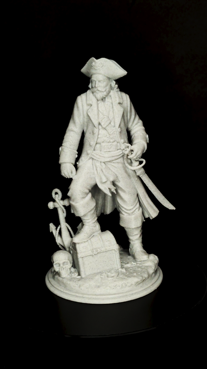 Pirate Captain Statue - Marble Style Nautical Sculpture