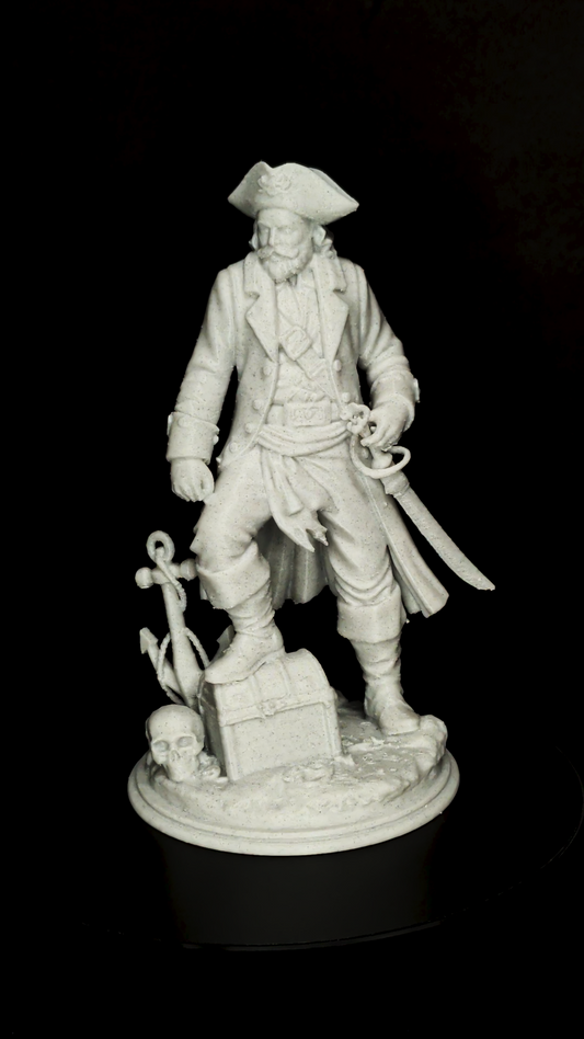 Pirate Captain Statue - Marble Style Nautical Sculpture