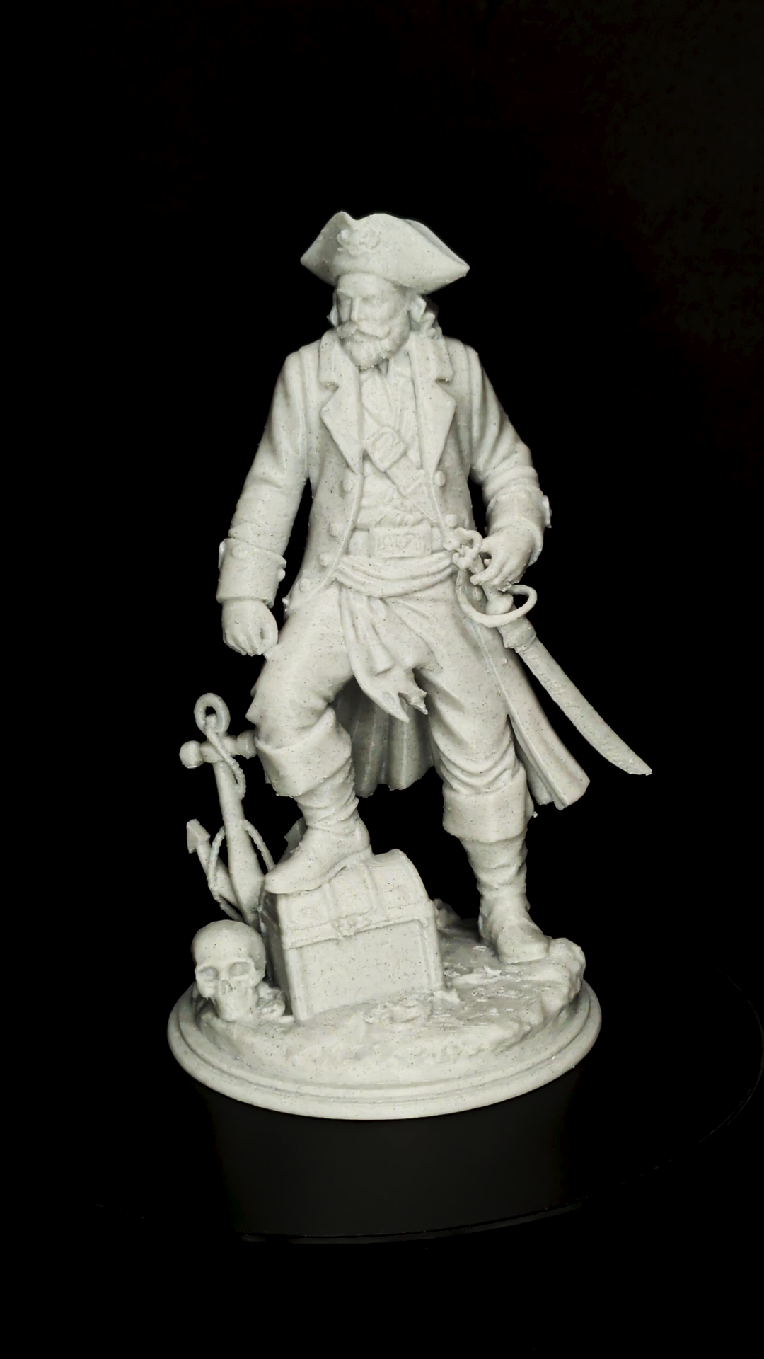 Pirate Captain Statue - Marble Style Nautical Sculpture