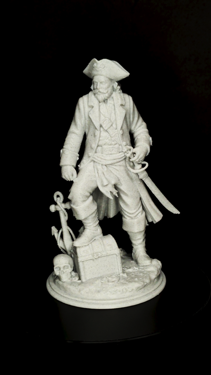 Pirate Captain Statue - Marble Style Nautical Sculpture