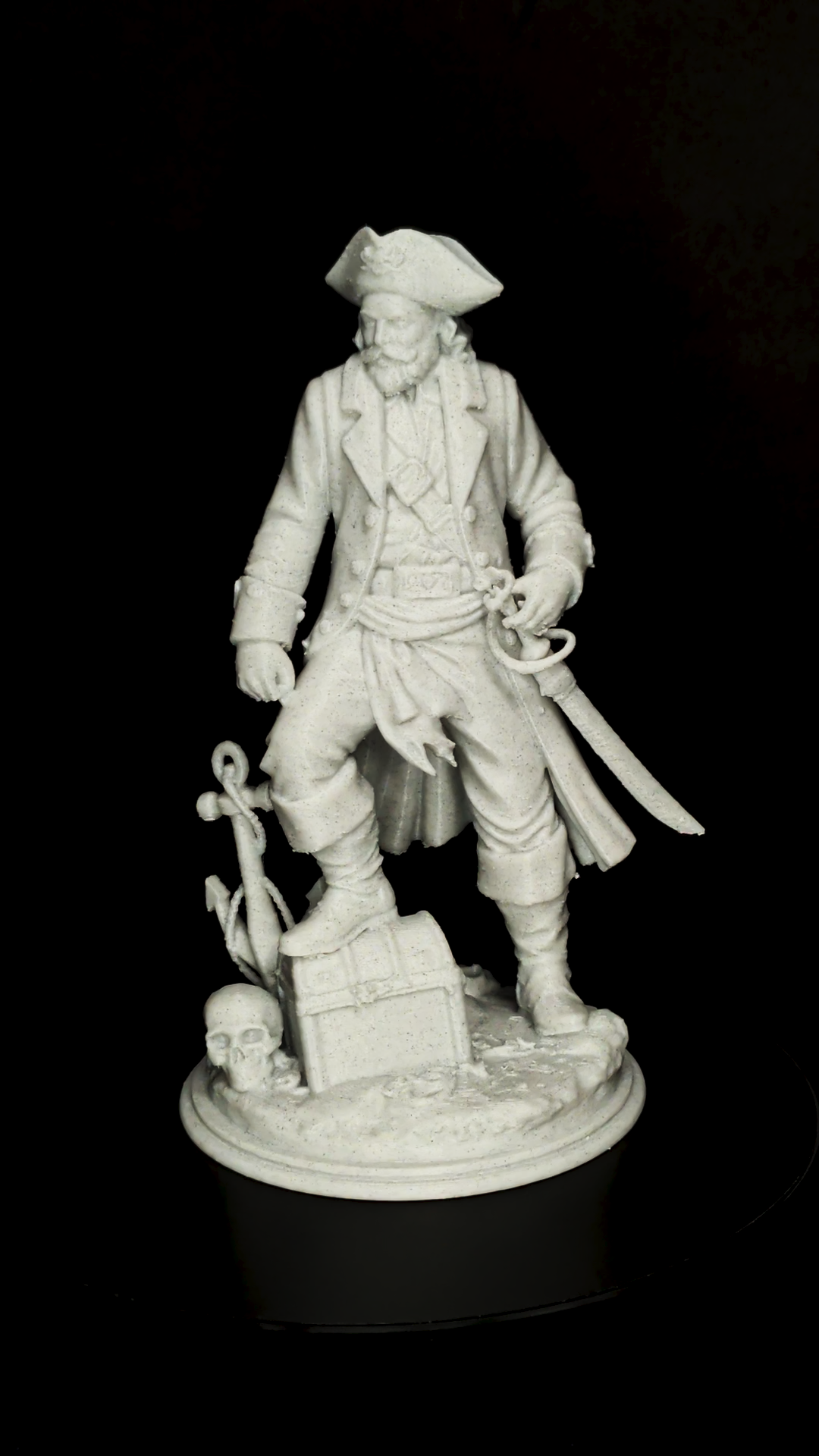 Pirate Captain Statue - Marble Style Nautical Sculpture
