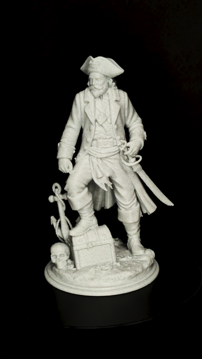 Pirate Captain Statue - Marble Style Nautical Sculpture