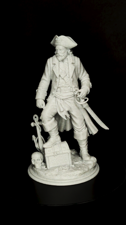 Pirate Captain Statue - Marble Style Nautical Sculpture