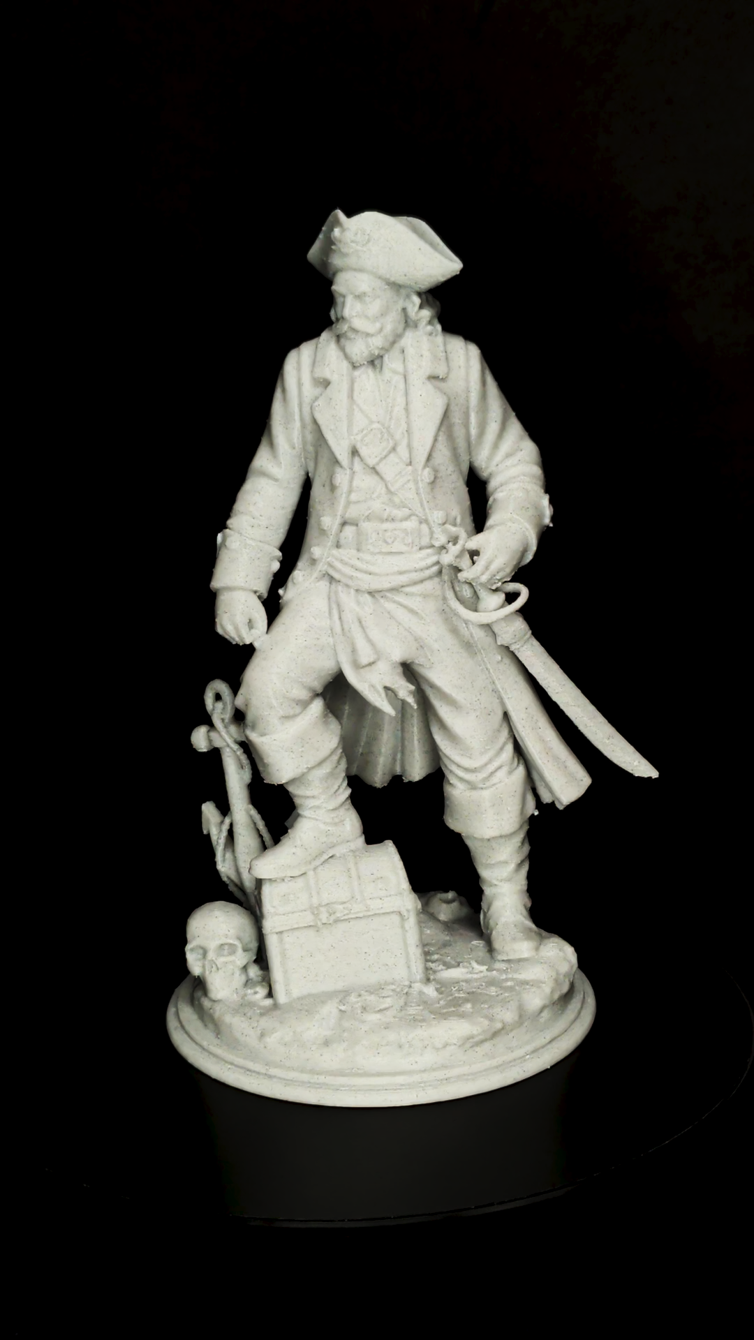 Pirate Captain Statue - Marble Style Nautical Sculpture