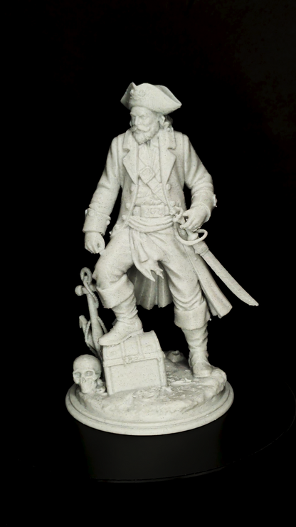 Pirate Captain Statue - Marble Style Nautical Sculpture