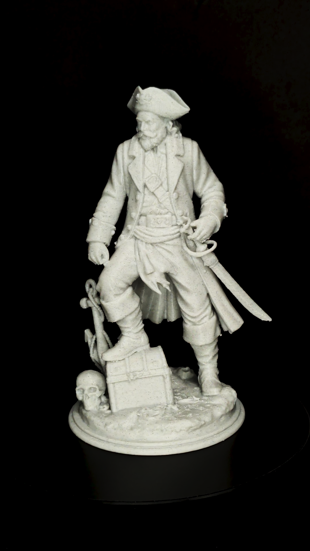 Pirate Captain Statue - Marble Style Nautical Sculpture