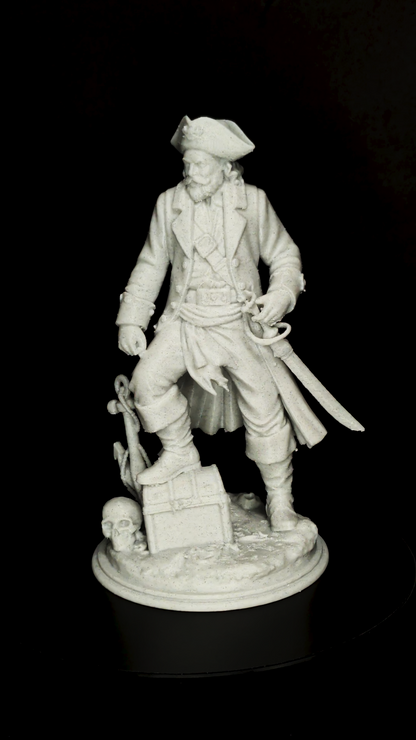 Pirate Captain Statue - Marble Style Nautical Sculpture