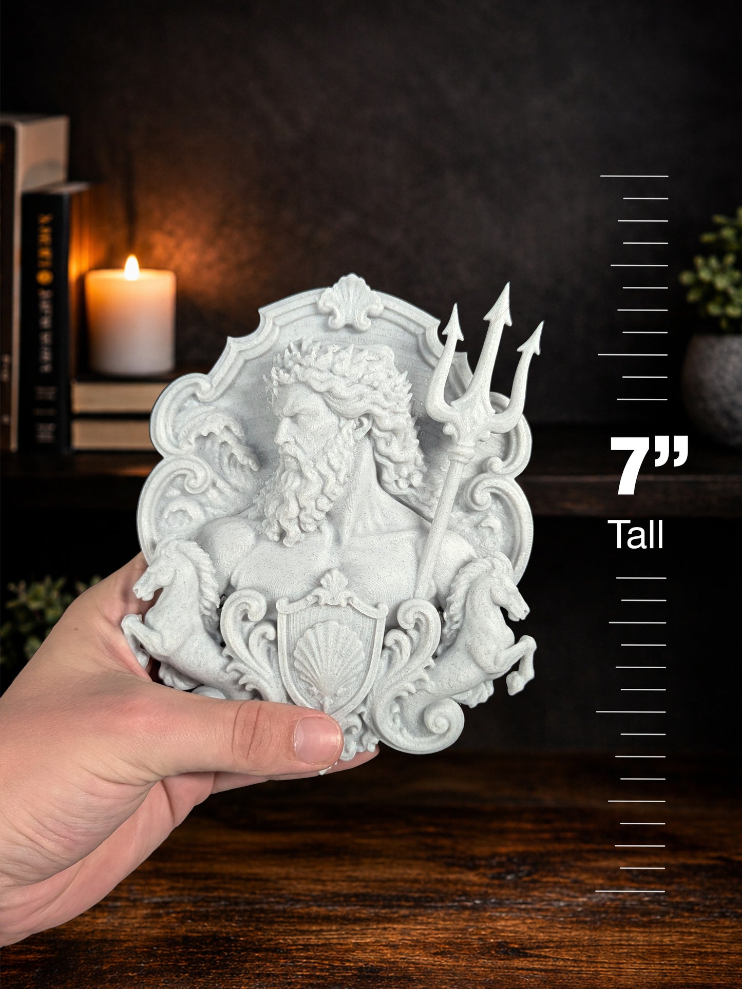 Poseidon Wall Relief - Marble Finish Greek Mythology Gothic Wall Art