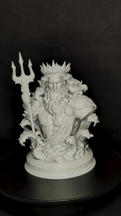 Poseidon Bust Statue - Marble Style Greek God Sculpture