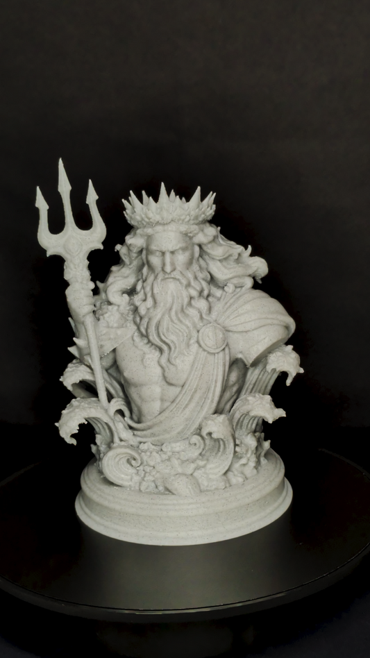 Poseidon Bust Statue - Marble Style Greek God Sculpture