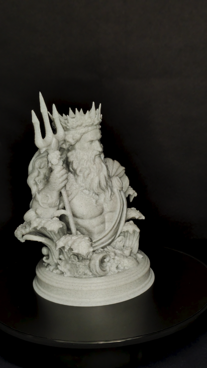 Poseidon Bust Statue - Marble Style Greek God Sculpture