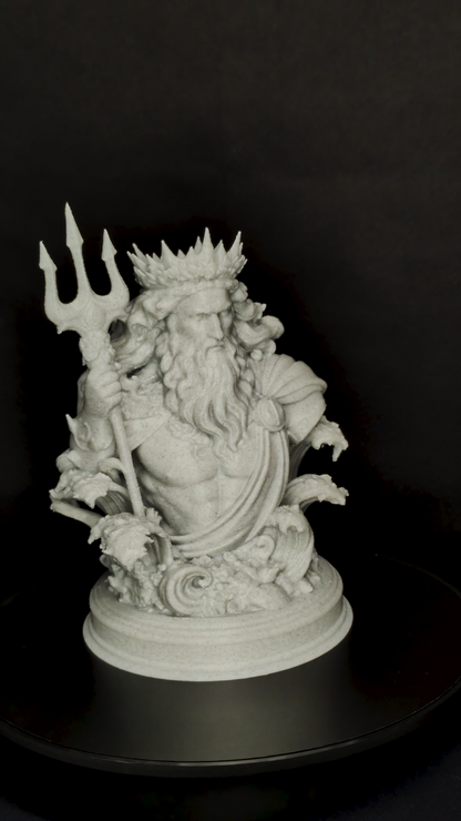 Poseidon Bust Statue - Marble Style Greek God Sculpture