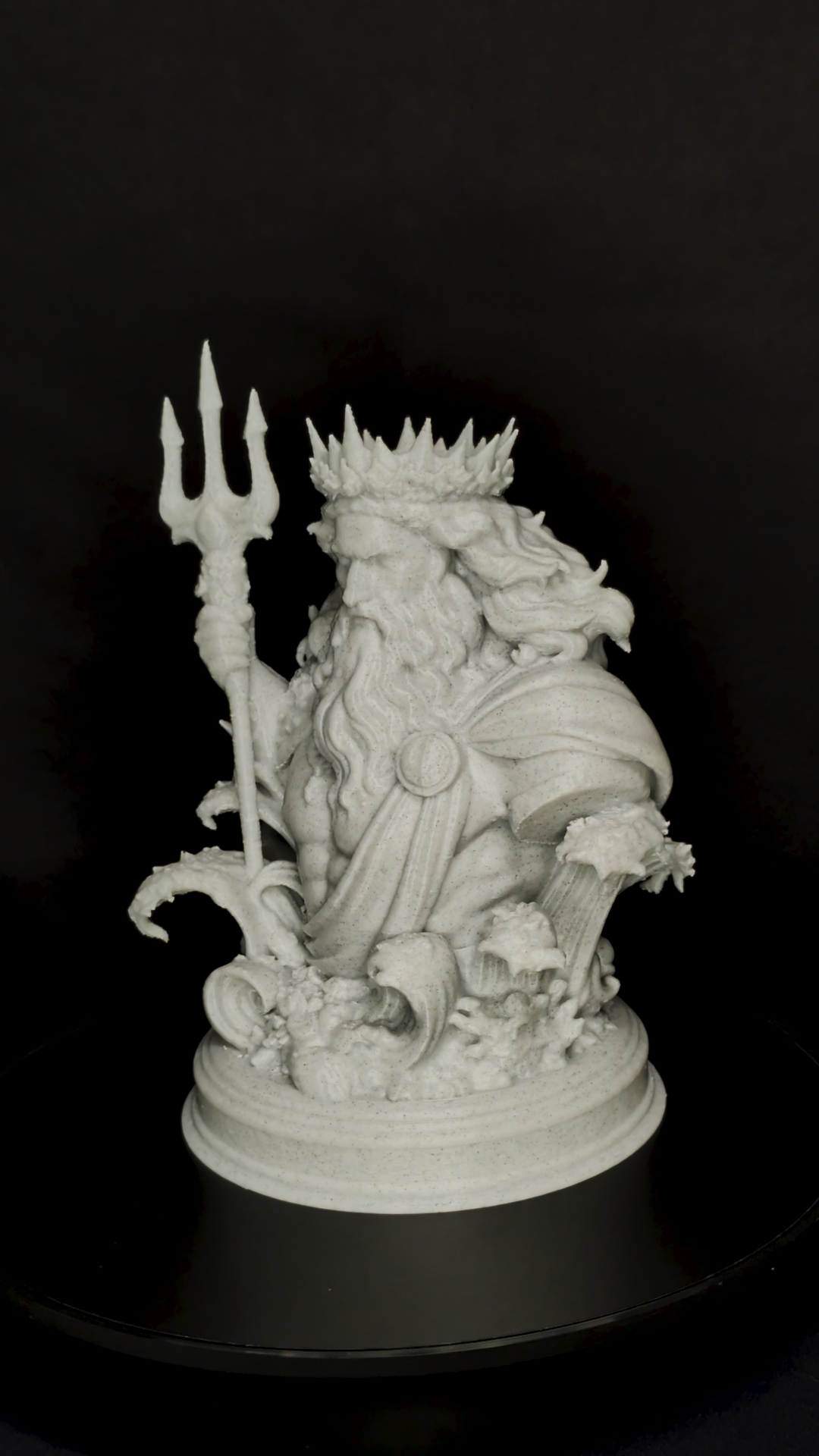 Poseidon Bust Statue - Marble Style Greek God Sculpture