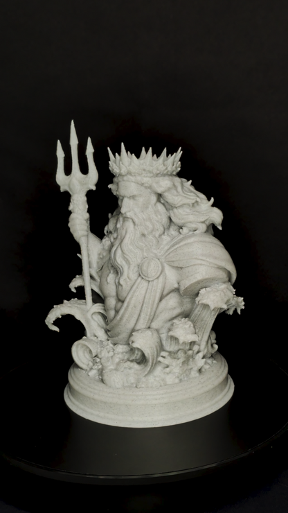 Poseidon Bust Statue - Marble Style Greek God Sculpture
