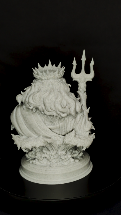 Poseidon Bust Statue - Marble Style Greek God Sculpture