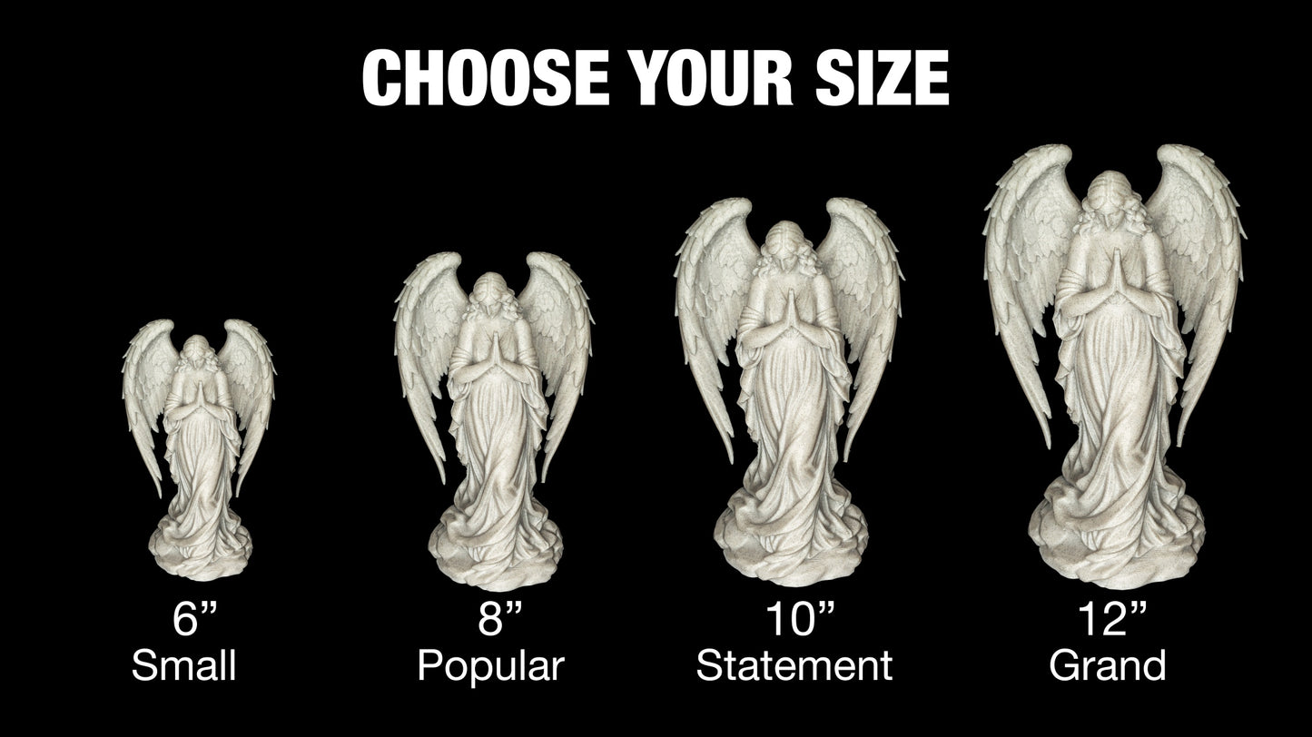 Praying Angel Statue - Marble Finish Guardian Angel Sculpture